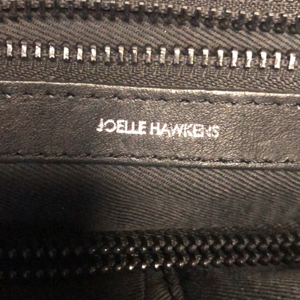 JOELLE HAWKINS large black genuine leather shoulder handbag. Silver hardware. - Picture 2 of 14